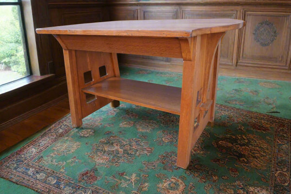 Limbert Turtle-Top Table Desk with One Drawer 1905-1910 F2592