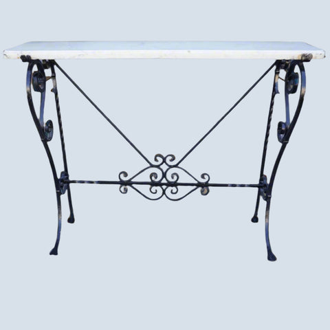 Spanish Revival Entry Table, Wrought Iron with Marble Top F2620