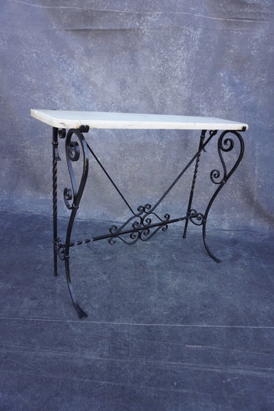 Spanish Revival Entry Table, Wrought Iron with Marble Top F2620