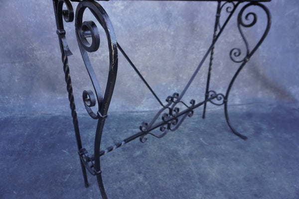 Spanish Revival Entry Table, Wrought Iron with Marble Top F2620