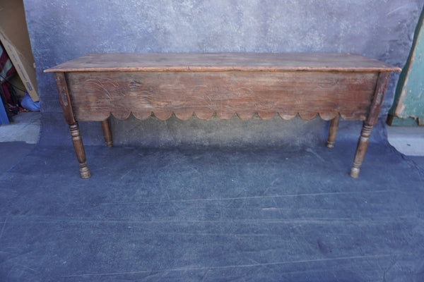 Mexican or Guatemalan Colonial Table or Counter with Carved Facing Board 19th Century F2638