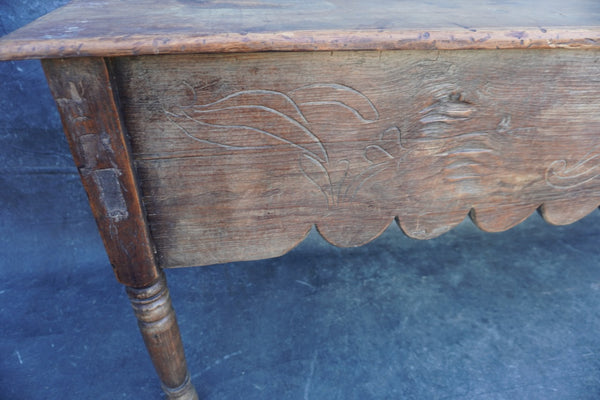 Mexican or Guatemalan Colonial Table or Counter with Carved Facing Board 19th Century F2638