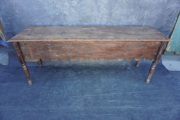 Mexican or Guatemalan Colonial Table or Counter with Carved Facing Board 19th Century F2638