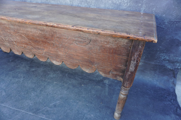 Mexican or Guatemalan Colonial Table or Counter with Carved Facing Board 19th Century F2638