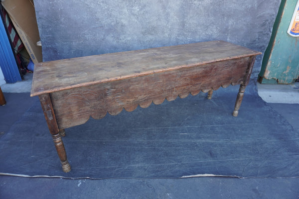 Mexican or Guatemalan Colonial Table or Counter with Carved Facing Board 19th Century F2638