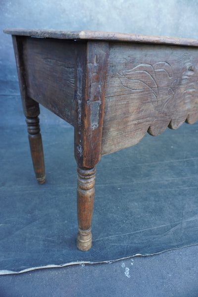 Mexican or Guatemalan Colonial Table or Counter with Carved Facing Board 19th Century F2638