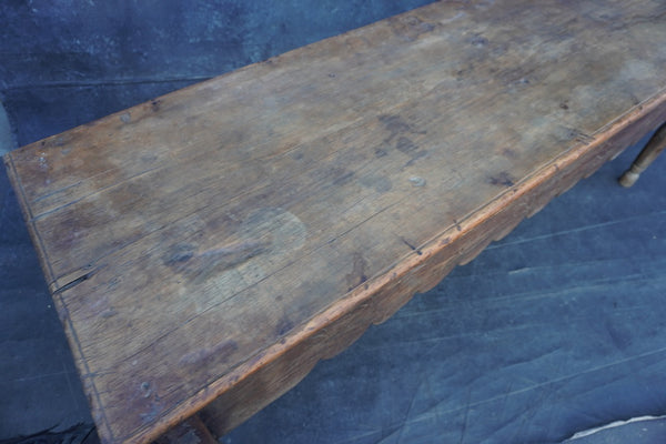 Mexican or Guatemalan Colonial Table or Counter with Carved Facing Board 19th Century F2638