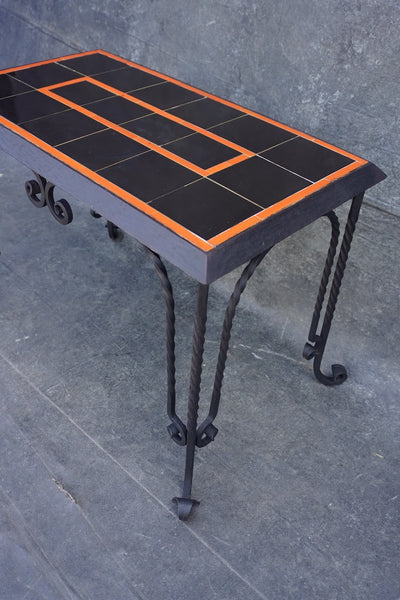 Gladding McBean Tile Table with a Spanish Revival Wrought Iron Base F2658