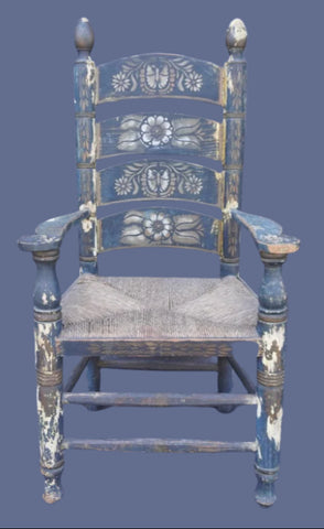 Mexican Colonial Rush Seat Chair circa 1920s F2670