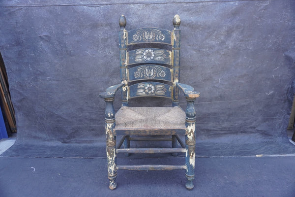 Mexican Colonial Rush Seat Chair circa 1920s F2670