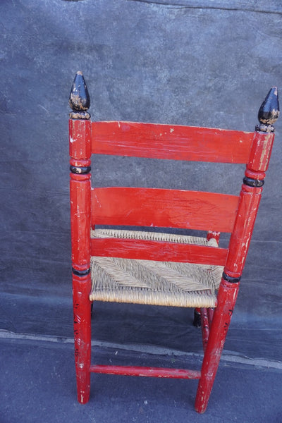 Mexican Colonial Rush Seat Chair Style of Mexicali In Red, Black & White  F2672