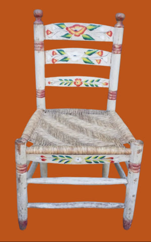 Mexican Colonial Rush Seat Chair Rare Ivory Color F2675