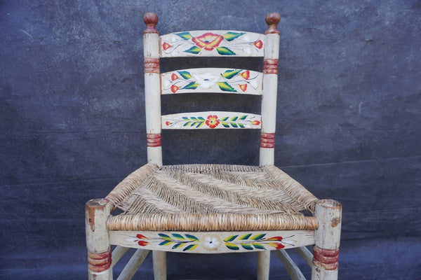 Mexican Colonial Rush Seat Chair Rare Ivory Color F2675