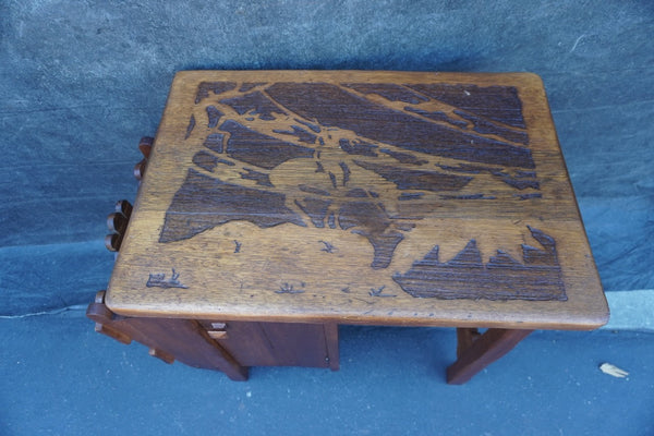 Kroehler Del Rey Multipurpose Table with Iconic End of the Road  Indian Brave Carved in Low Relief F2676