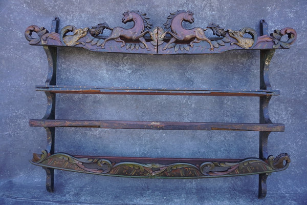 17th or 18th Century European Plate Rack - Ornamented with Horses and DogsF2678