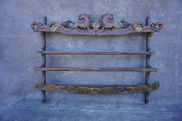 17th or 18th Century European Plate Rack - Ornamented with Horses and DogsF2678