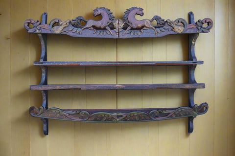 17th or 18th Century European Plate Rack - Ornamented with Horses and DogsF2678