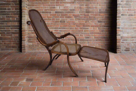 Original Thonet Folding Chair with Footstool c.1880s F2680