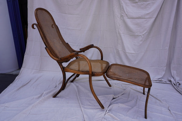 Original Thonet Folding Chair with Footstool c.1880s F2680