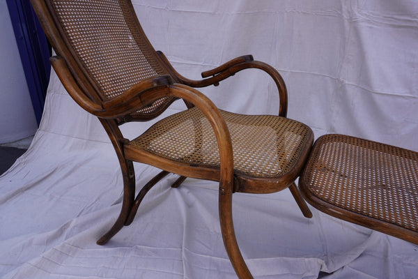 Original Thonet Folding Chair with Footstool c.1880s F2680