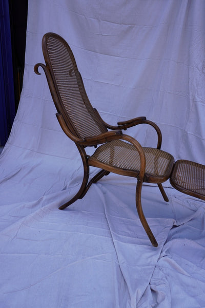 Original Thonet Folding Chair with Footstool c.1880s F2680