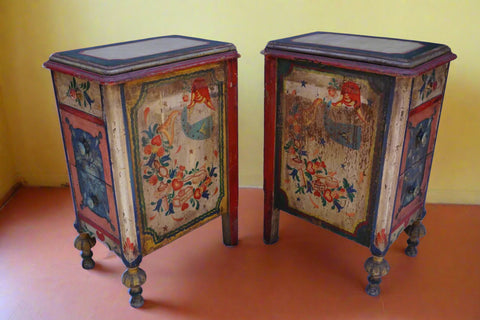 Vintage Peter Hunt Decorated Bedside Tables c.1930s F2682