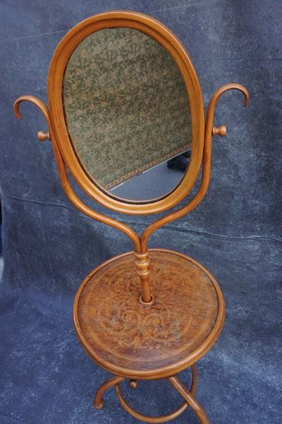 Austrian Bentwood Thonet-Style Shaving Stand/Dressing Mirror F2687