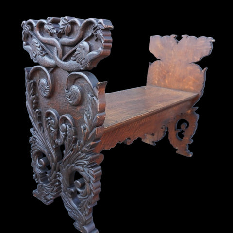 Mediterranean Gothic Bench 19th Century F2688