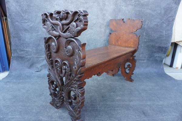 Mediterranean Gothic Bench 19th Century F2688