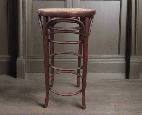 Thonet Bar Stool - Caned Seating  1922 label F2705