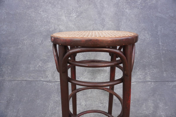 Thonet Bar Stool - Caned Seating  1922 label F2705