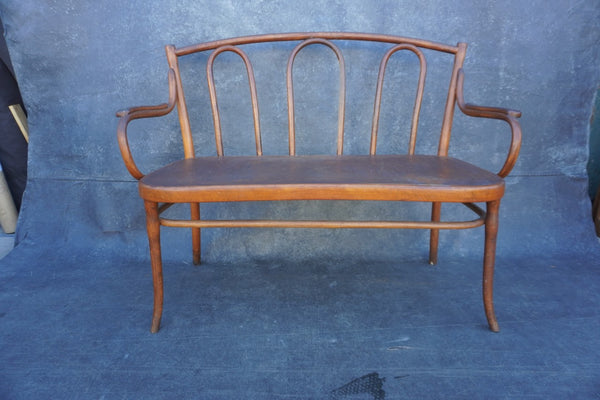 Gebruder Thonet Embossed Seat Bentwood Bench F2740