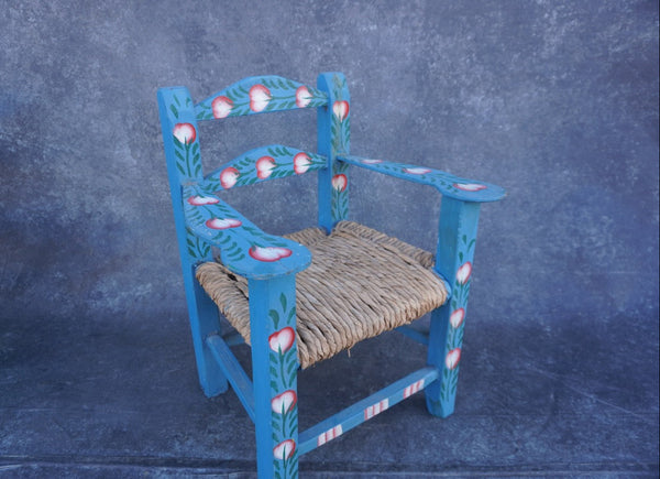 1970s Blue Mexican Children's Chair F2747