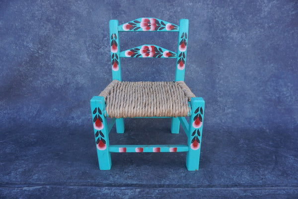 1970s Turquoise Mexican Children's Chair F2748
