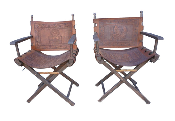 Leather Director Chairs, Set of Two F2749