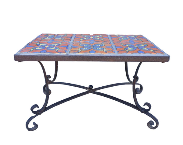 Malibu 6-Tile Sidetable with Wrought Iron Base F2754