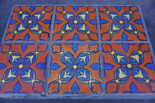 Malibu 6-Tile Sidetable with Wrought Iron Base F2754