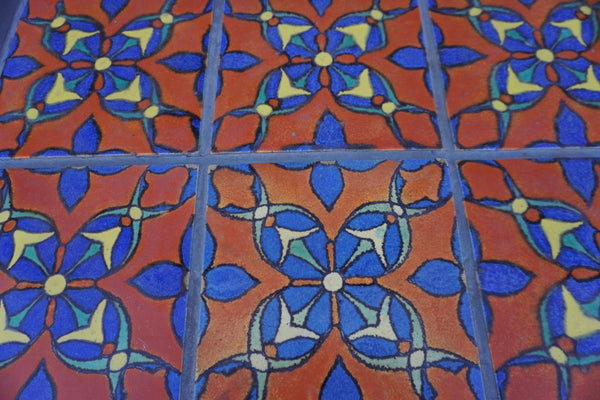 Malibu 6-Tile Sidetable with Wrought Iron Base F2754