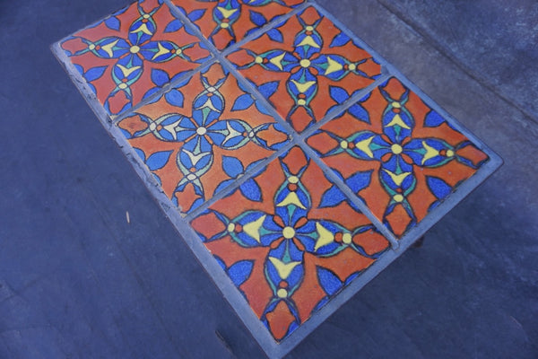 Malibu 6-Tile Sidetable with Wrought Iron Base F2754