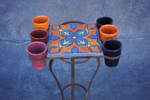 Malibu Tile Drink-Table with Wrought Iron Base F2756