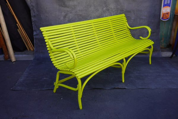 Florescent Green Thonet-style Bentwood Bench F2761