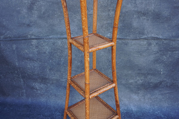 Antique Bamboo Ratan 5-tier Corner Shelf F2763