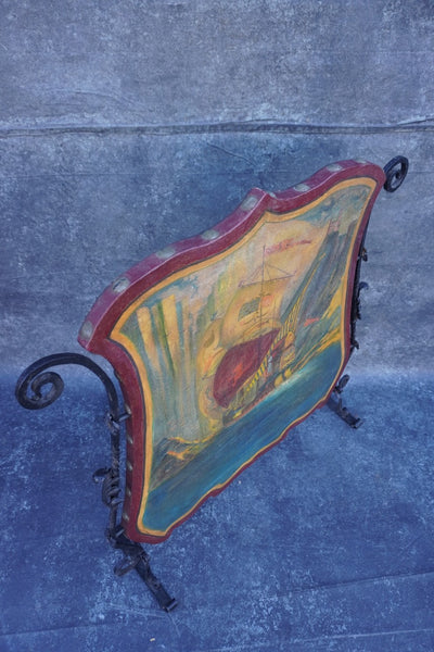 Spanish Revival Galleon Painted Screen F2768