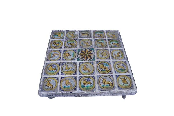 18th Century Portageuse Hand Painted Tile Table F2772