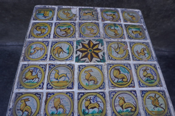 18th Century Portageuse Hand Painted Tile Table F2772
