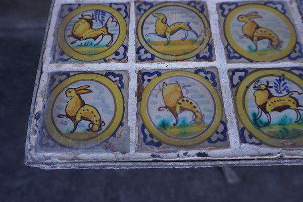18th Century Portageuse Hand Painted Tile Table F2772