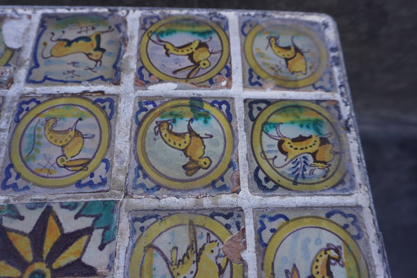 18th Century Portageuse Hand Painted Tile Table F2772