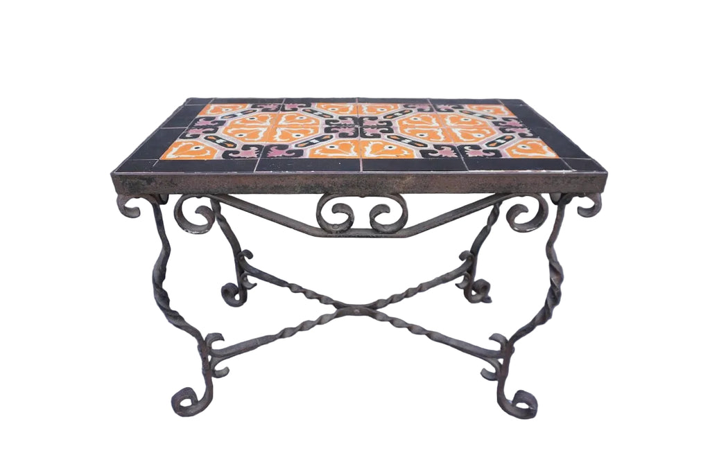 Original D&M Tile Table with Wrought Iron Base F2778