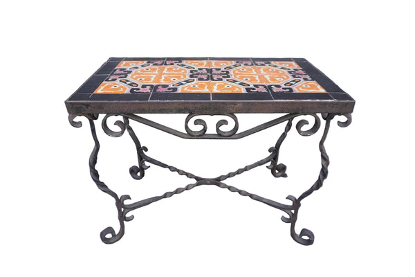 Original D&M Tile Table with Wrought Iron Base F2778