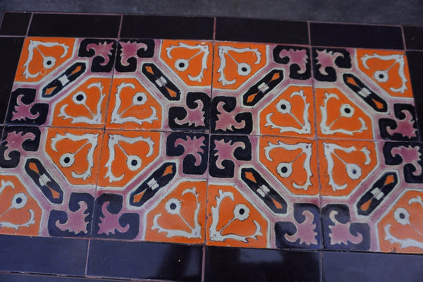 Original D&M Tile Table with Wrought Iron Base F2778